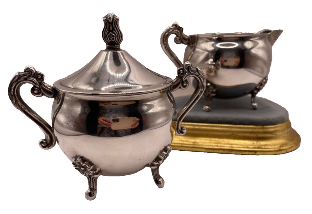 Vintage Leonard Silver Plated Creamer & Sugar Set